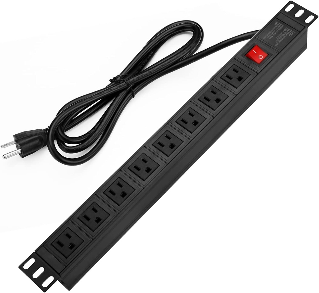 Power Strip Surge Protector Rack-Mount PDU, 8 Right Angle Outlets